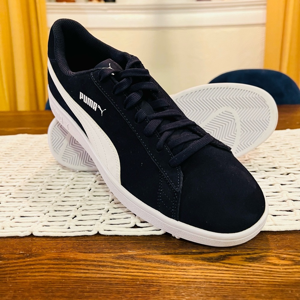 Never Worn! Puma Navy Suede Sneakers, Men’s Size 11.